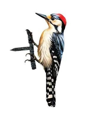 Woodpecker Tree & Fence Post Stake – Laser-Cut Steel Garden Decor