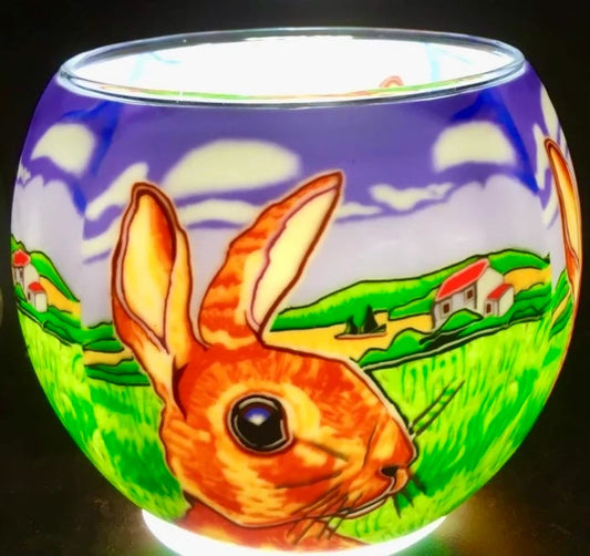 The Farmer's Fields light globe glowing on LED base bundle