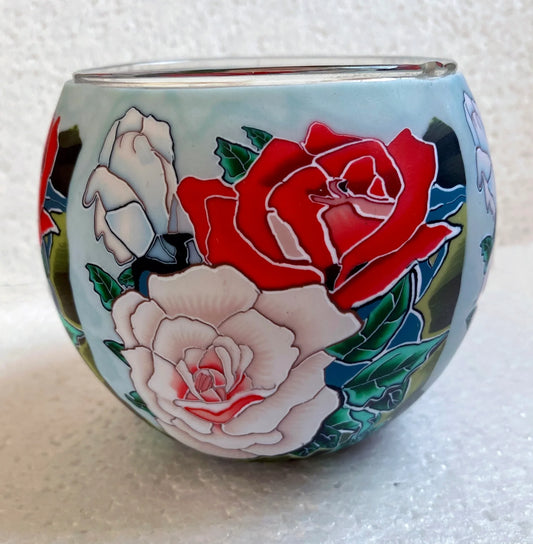 Roses light globe glowing on LED base bundle