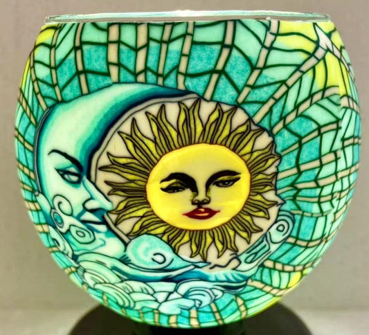 Sun & Moon Celestial light globe glowing on LED base bundle