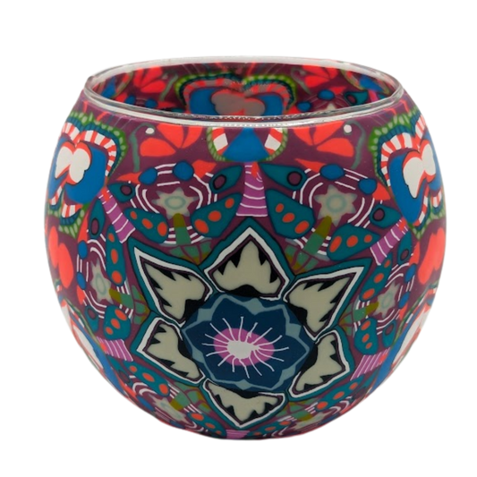 Lampe dôme en argile – Design Mandala Lotus, Livré en coffret cadeau