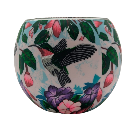 Hummingbird light globe glowing on LED base bundle