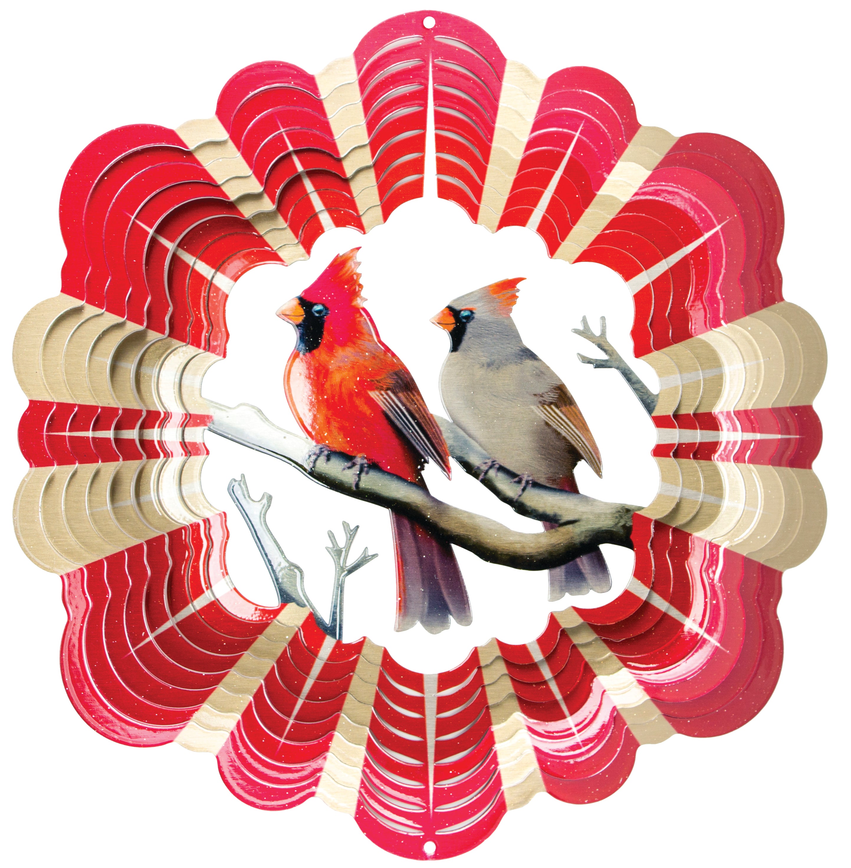 Cardinal Pair Wind Spinner – Red & Gold, 12