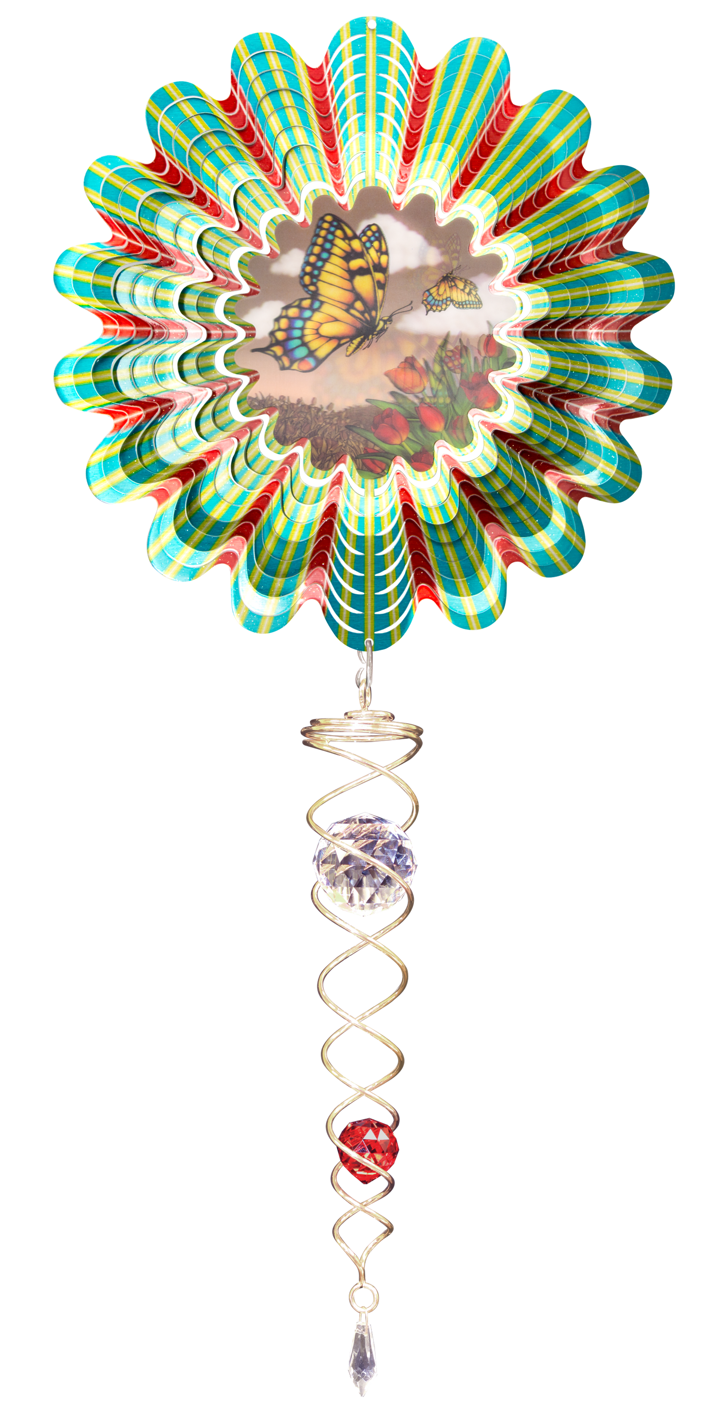 SMALL ANIMATED SEPIA BUTTERFLY w/SMALL CRYSTAL TWISTER