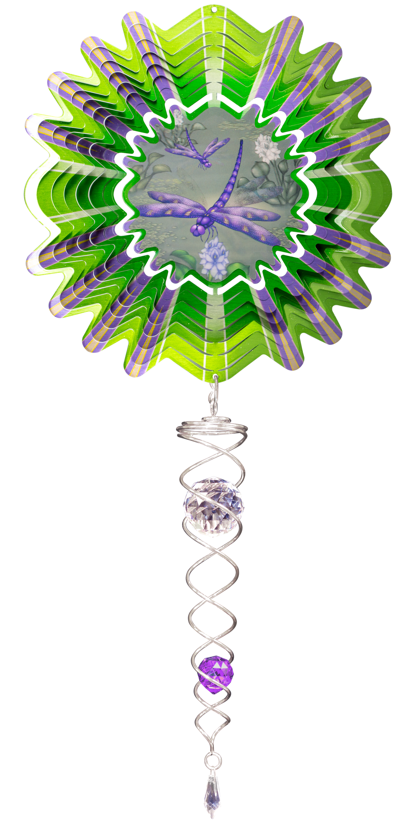 SMALL SET ANIMATED SEPIA DRAGONFLY w/SMALL CRYSTAL TWISTER