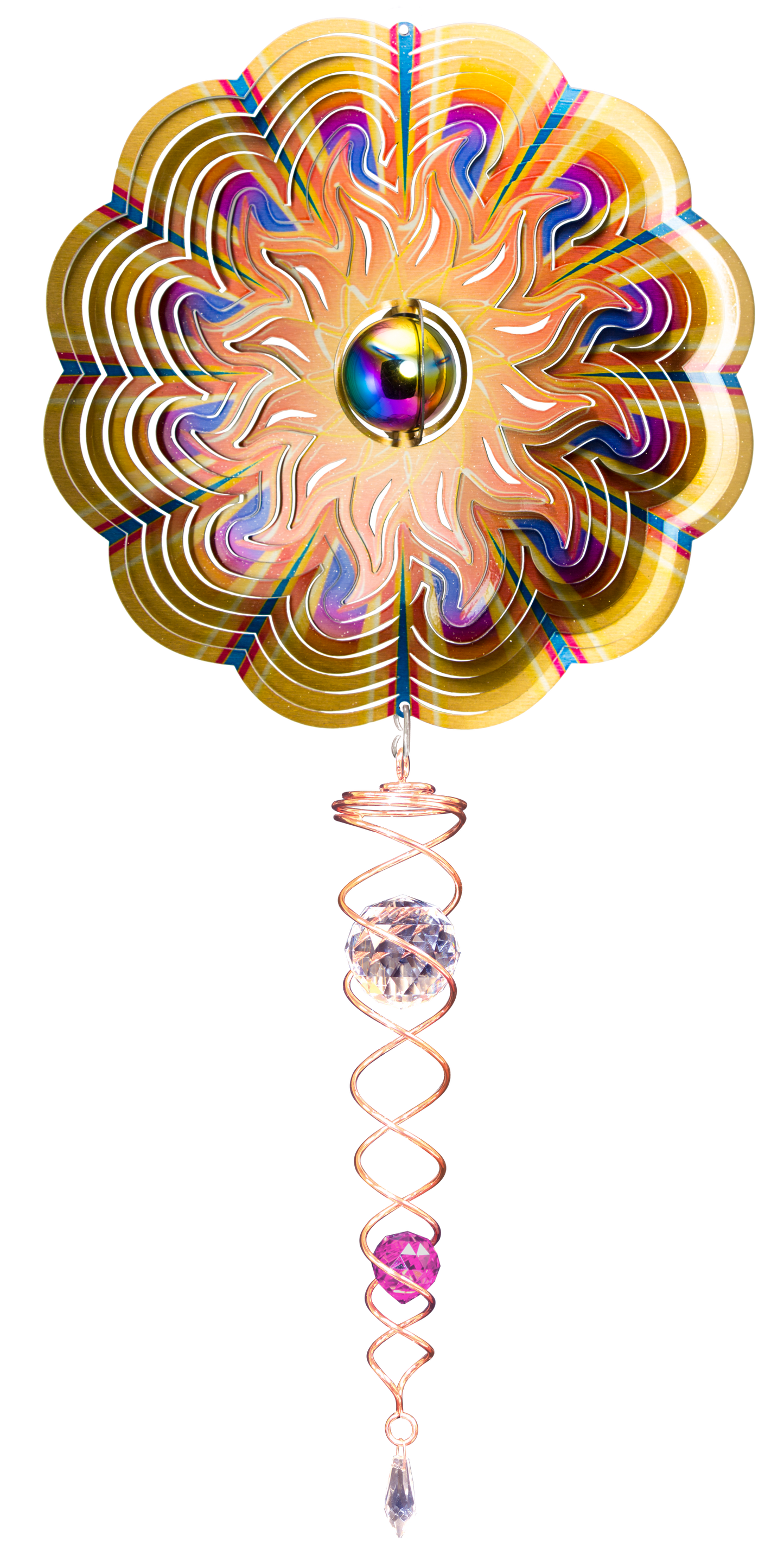 DELUXE SMALL GOLD SUN w/SMALL CRYSTAL TWISTER