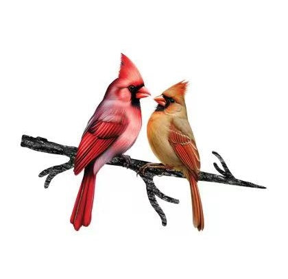 Kissing Cardinals Metal Tree & Fence Post Stake – Weatherproof Steel