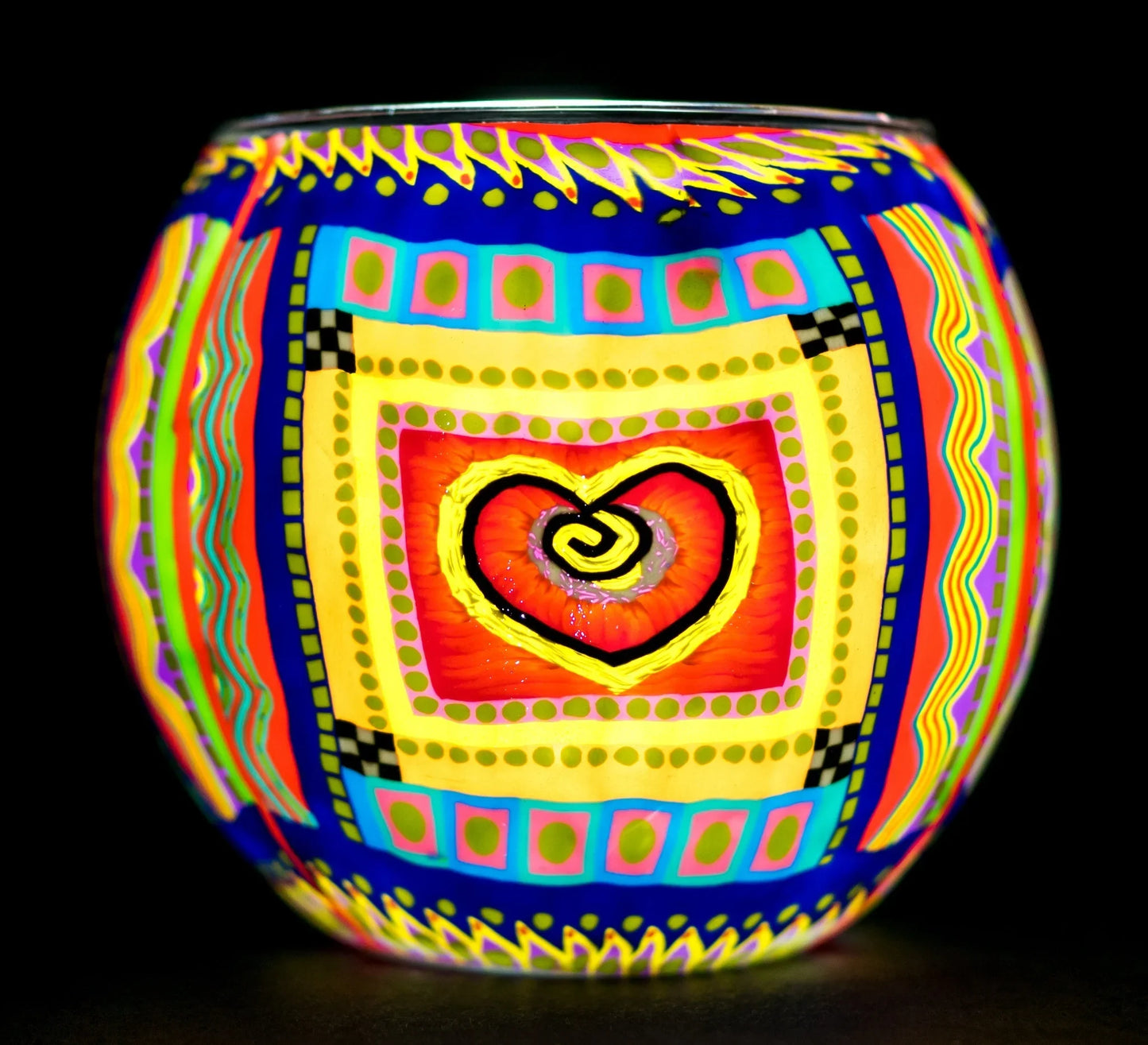 Single Heart light globe glowing on LED base bundle