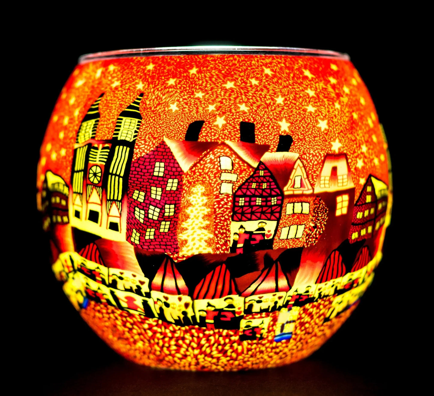Fiery Dawn light globe glowing on LED base bundle