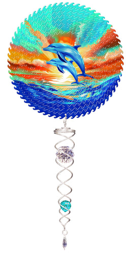 VIVID SMALL SET NEW WAVES DOLPHINS w/SMALL CRYSTAL TWISTER
