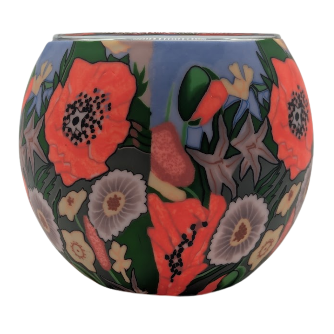 Poppy Garden light globe glowing on LED base bundle