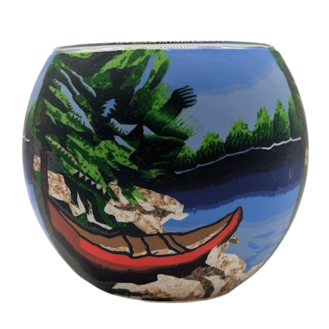 Red Canoe light globe glowing on LED base bundle