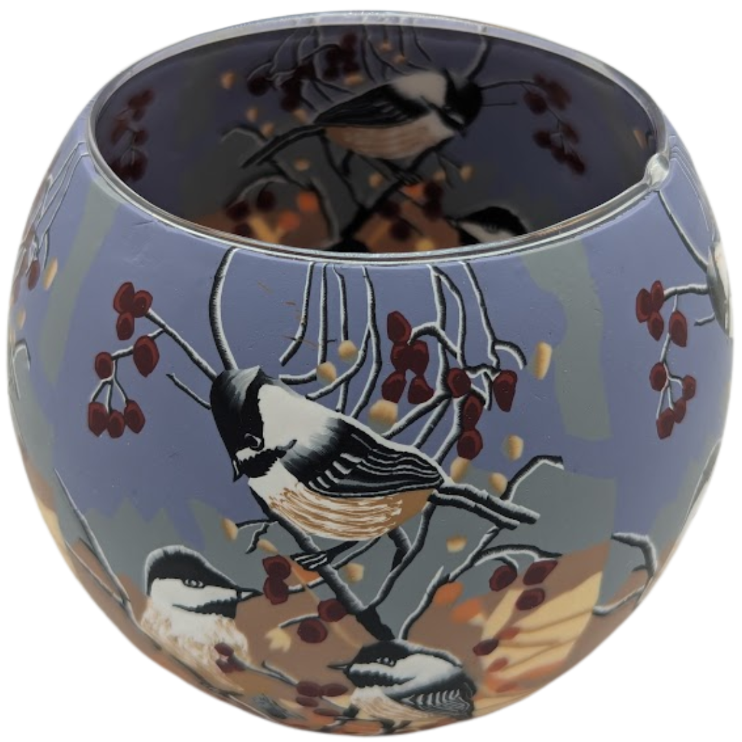 Claymaster Light Globe – Chickadees Design, Gift Boxed