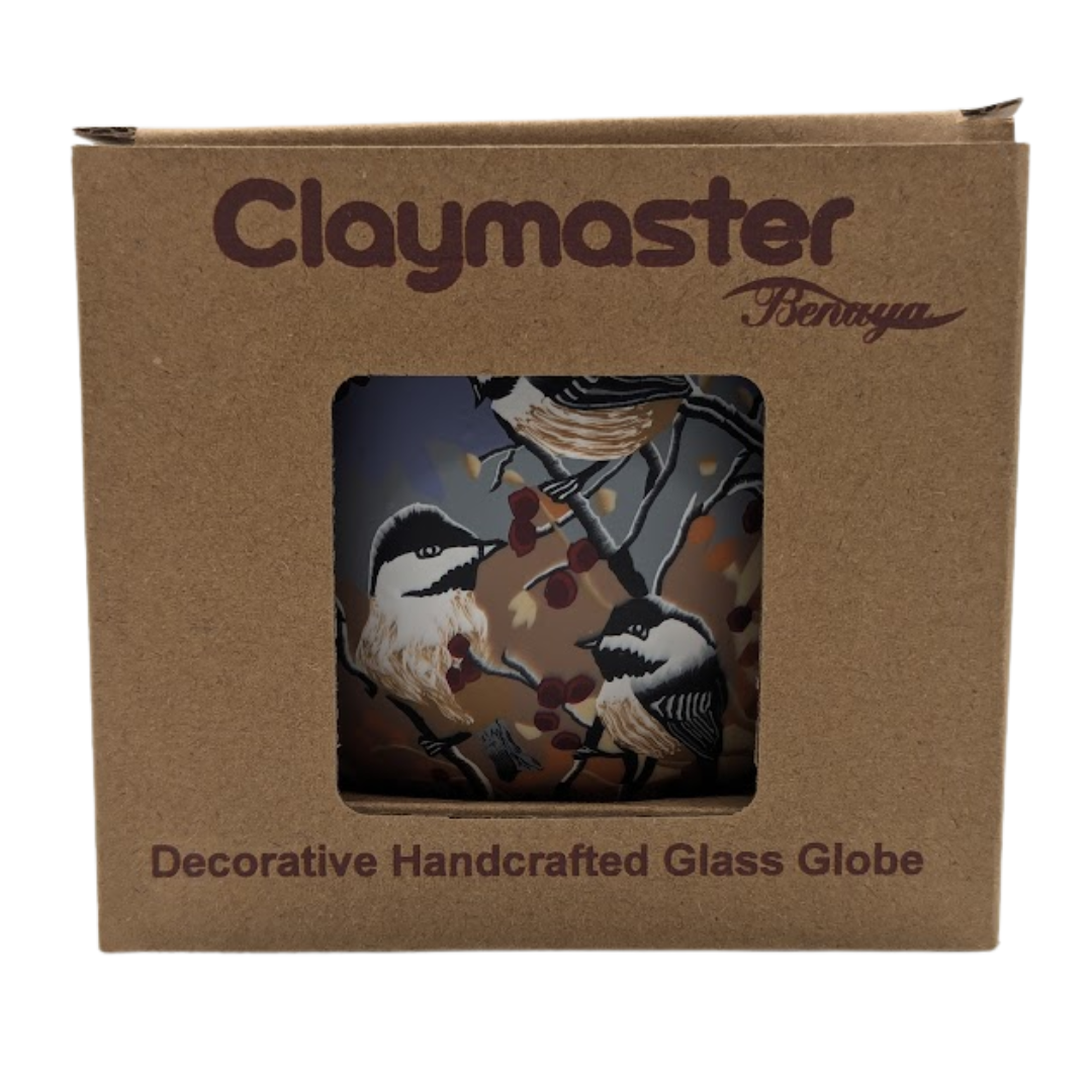 Claymaster Light Globe – Chickadees Design, Gift Boxed