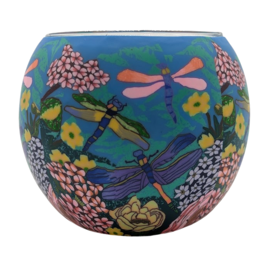 Dragonfly Garden light globe glowing on LED base bundle