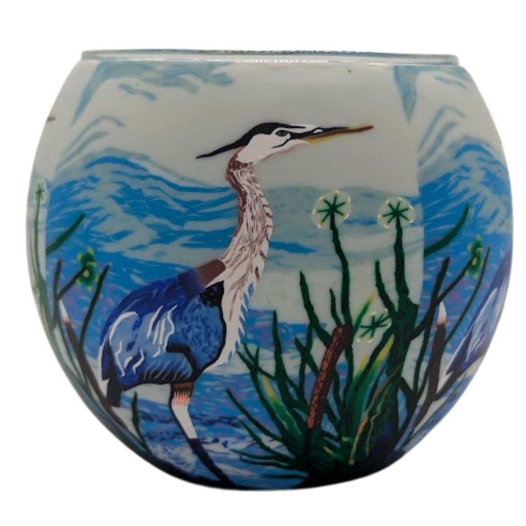 Great Blue Heron Light Globe + LED Base Bundle