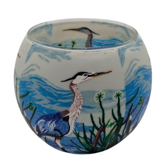 Globe Lumineux Claymaster – Motif Grand Héron Bleu, Coffret Cadeau