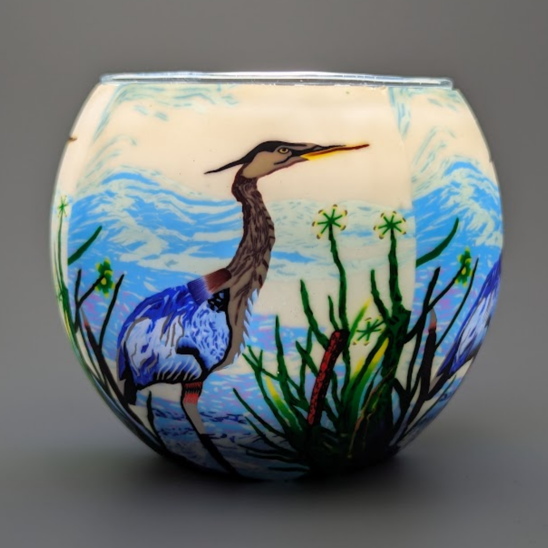 Great Blue Heron Light Globe + LED Base Bundle