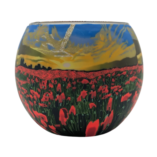 Poppy Sunrise light globe glowing on LED base bundle