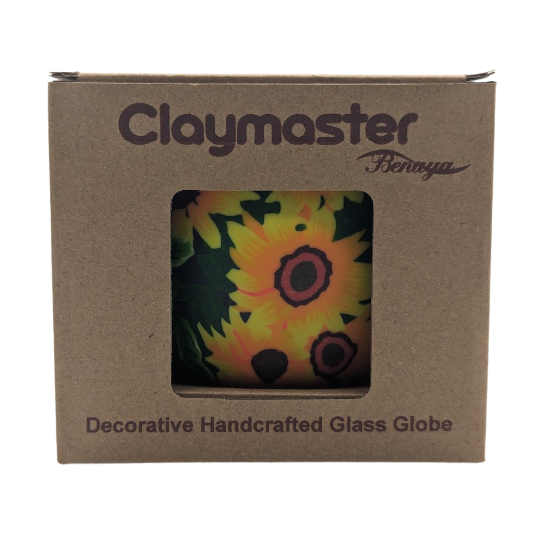 Claymaster decorative handcrafted glass globe in a cardboard box