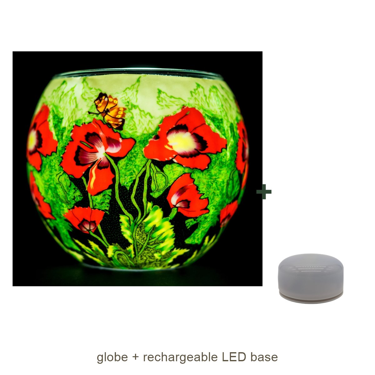 Bundle contents: light globe with rechargeable LED base