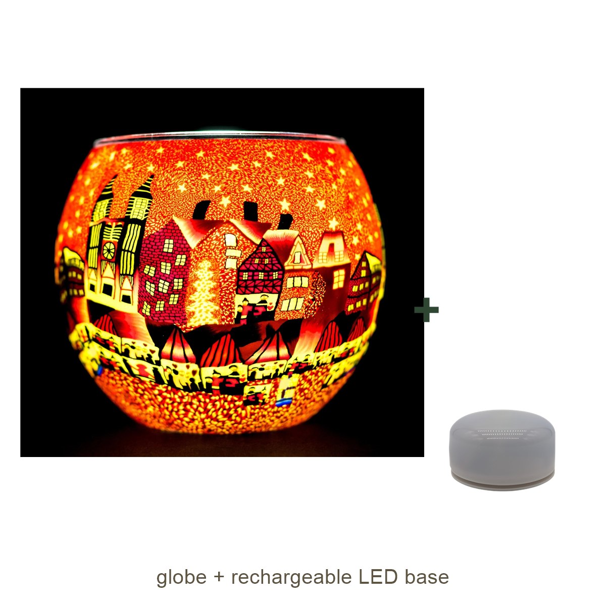Bundle contents: light globe with rechargeable LED base