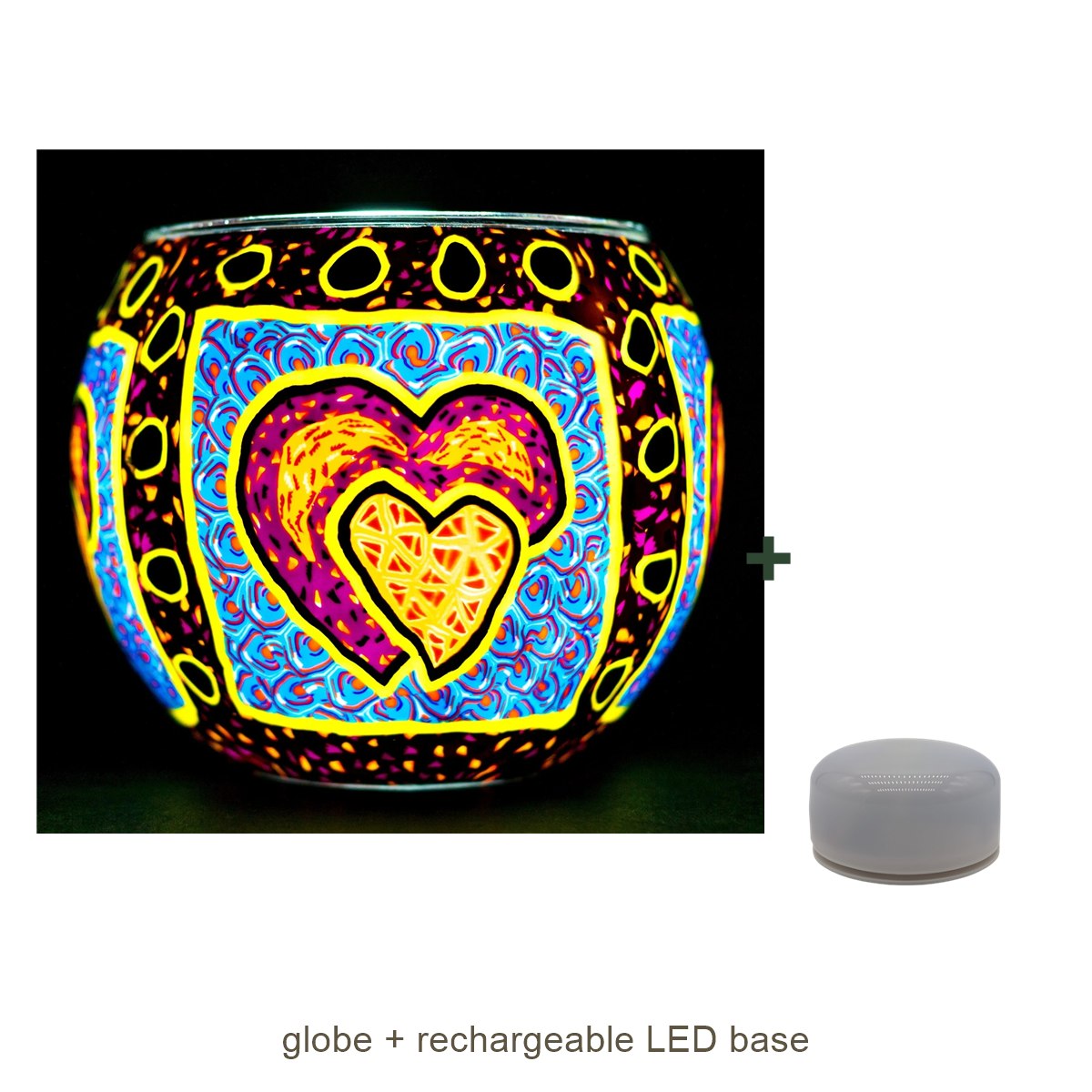 Bundle contents: light globe with rechargeable LED base