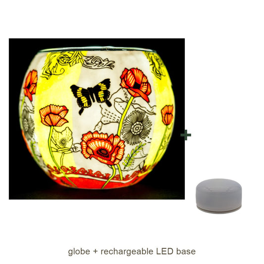 Bundle contents: light globe with rechargeable LED base