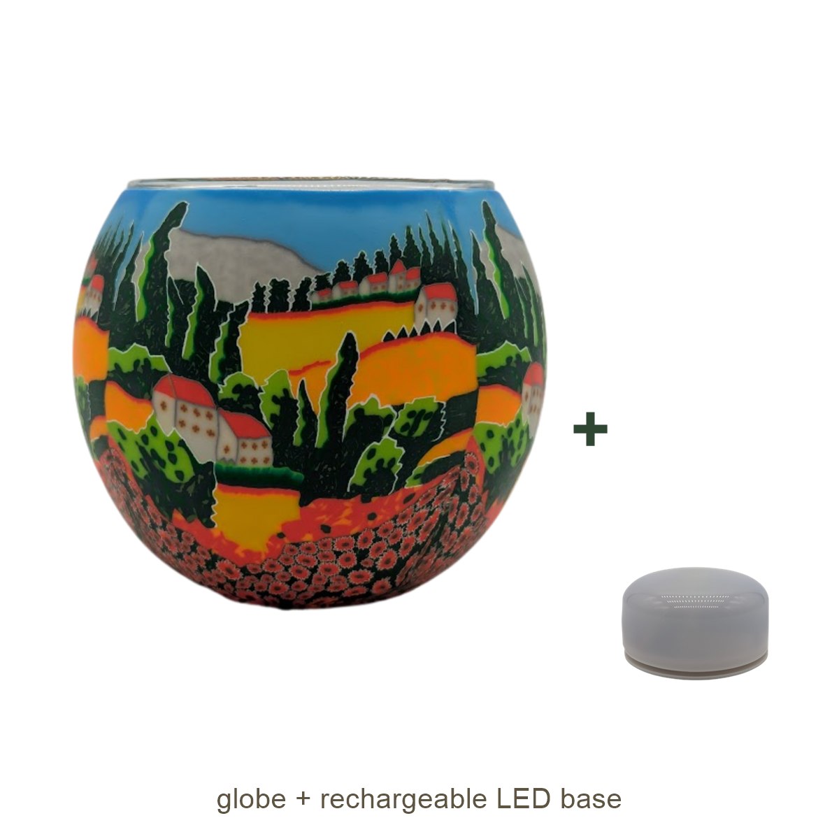 Bundle contents: light globe with rechargeable LED base
