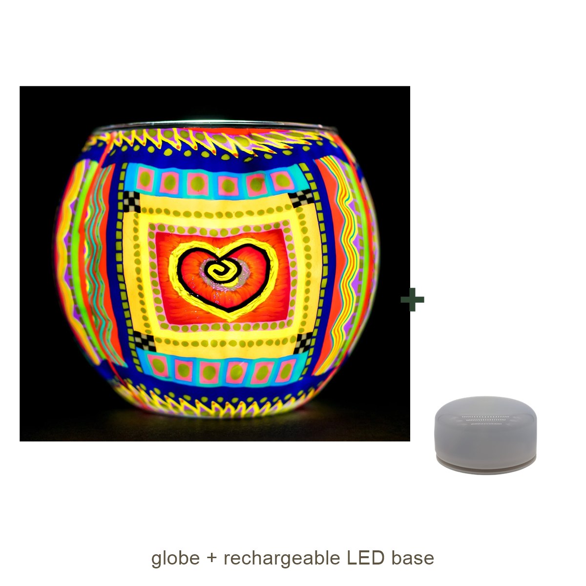 Bundle contents: light globe with rechargeable LED base
