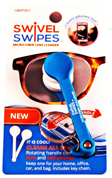 Swipes eyeglass cleaners key-chain 3 pack. 3 assorted colors blue, black, red.