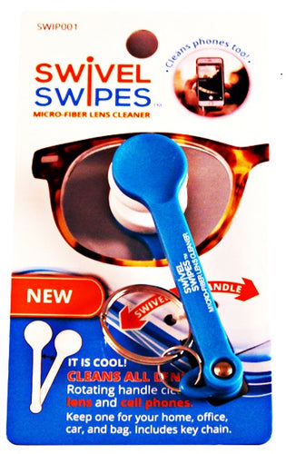 Swipes eyeglass cleaners key-chain 3 pack. 3 assorted colors blue, black, red.