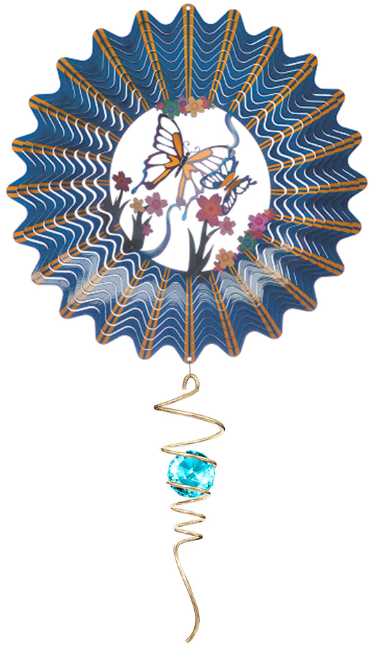 3D BLUE BUTTERFLY w/CRYSTAL TAIL