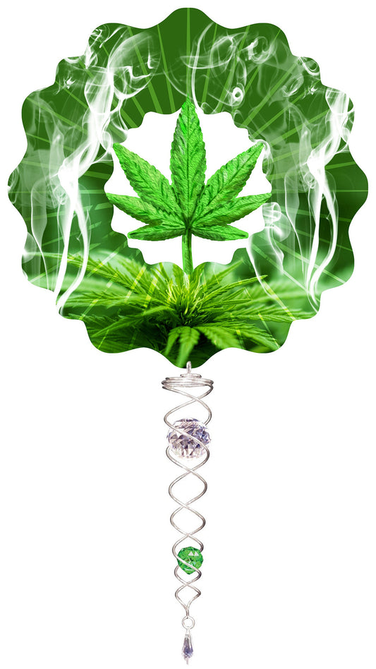 VIVID SMALL SET GREEN CANNABIS w/SMALL CRYSTAL TWISTER