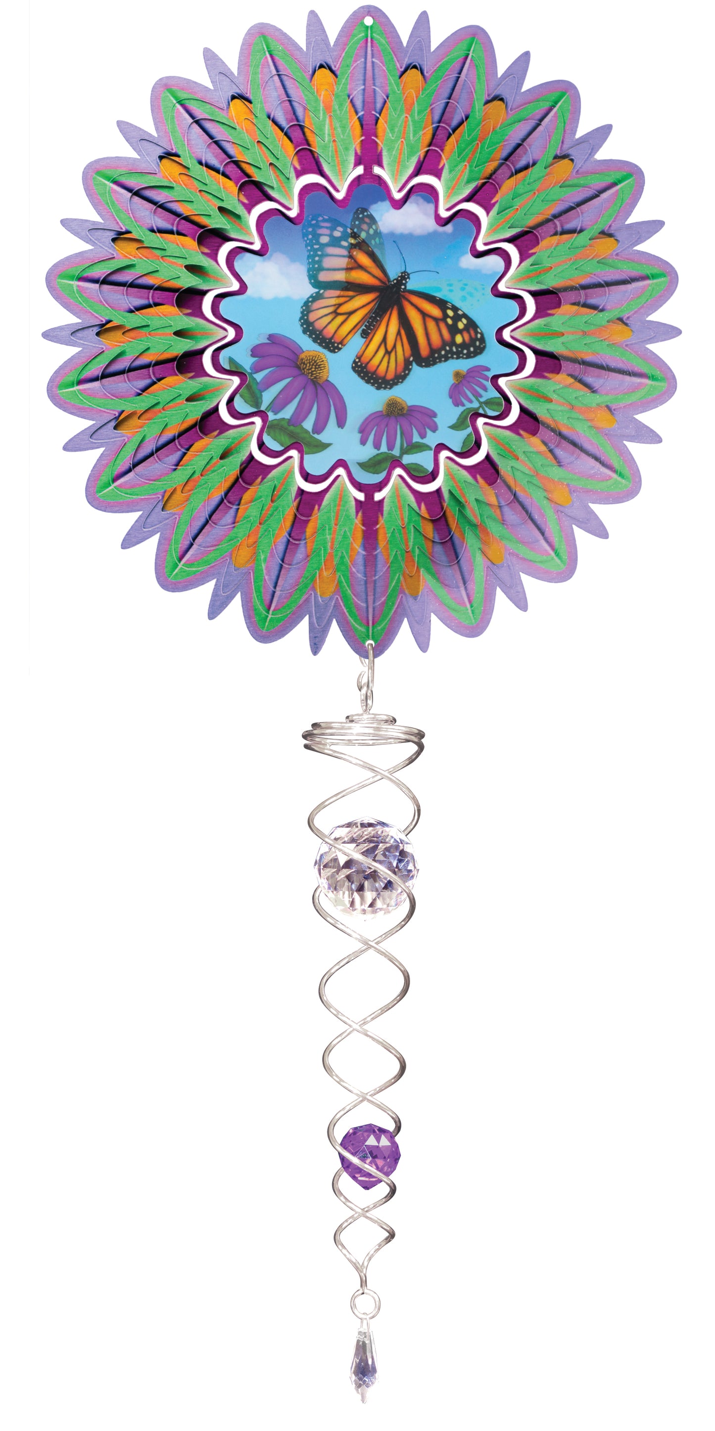 SMALL SET ANIMATED PURPLE BUTTERFLY w/SMALL CRYSTAL TWISTER