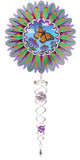 SMALL SET ANIMATED PURPLE BUTTERFLY w/SMALL CRYSTAL TWISTER
