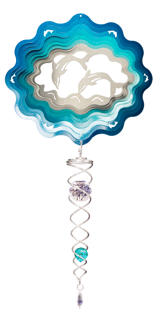 VIVID SMALL SET DOLPHINS w/SMALL CRYSTAL TWISTER