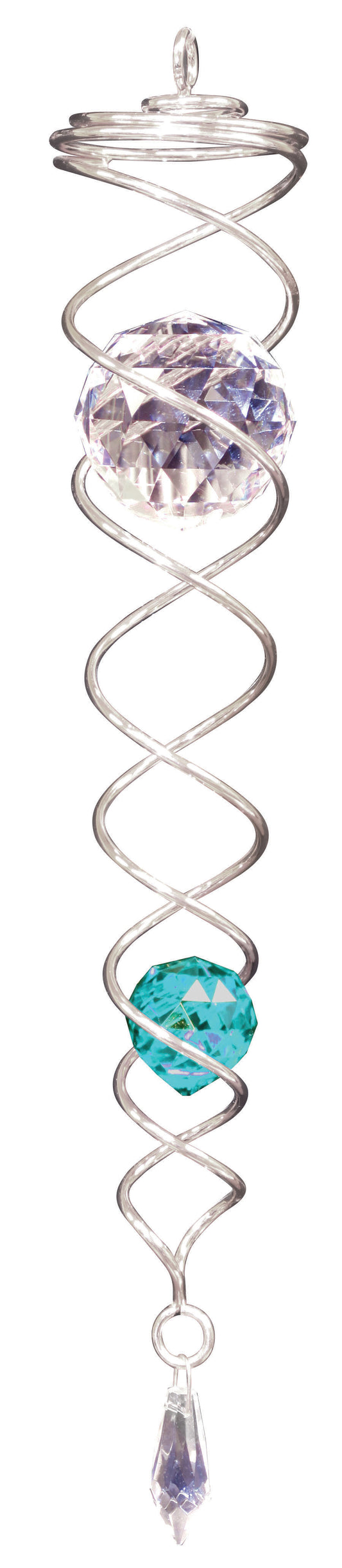 Crystal SILVER Twister Small 7"-with AQUA ball