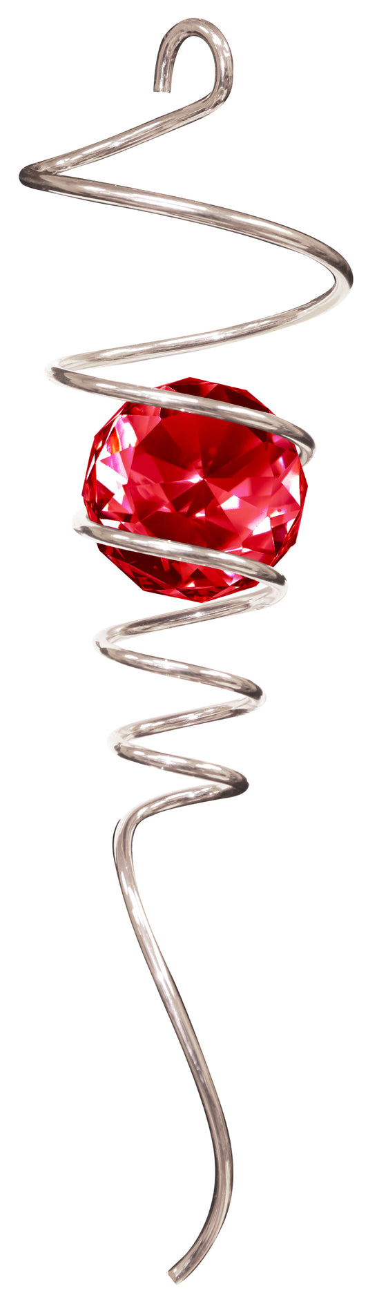 10" SPIRAL TAILS SILVER/RED CRYSTAL LARGE