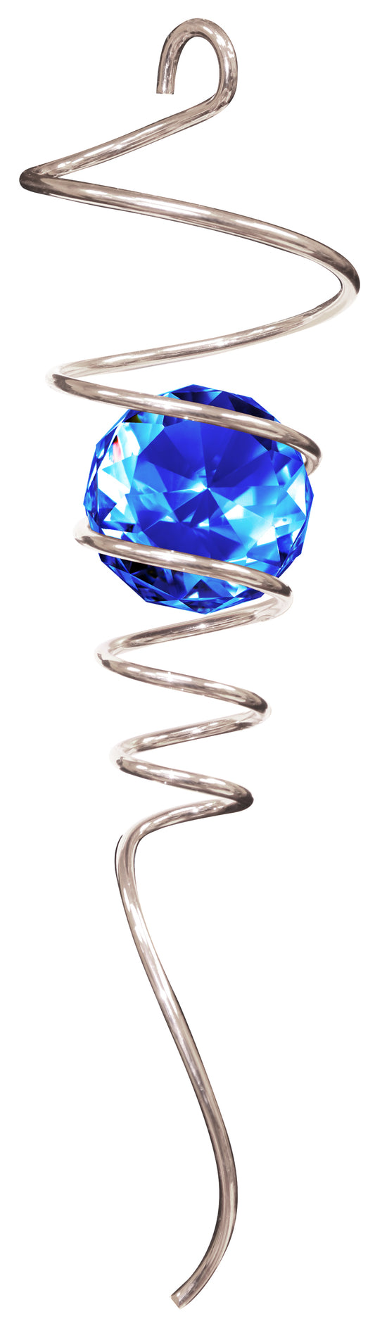 10" SPIRAL TAILS SILVER/BLUE CRYSTAL BALL LARGE