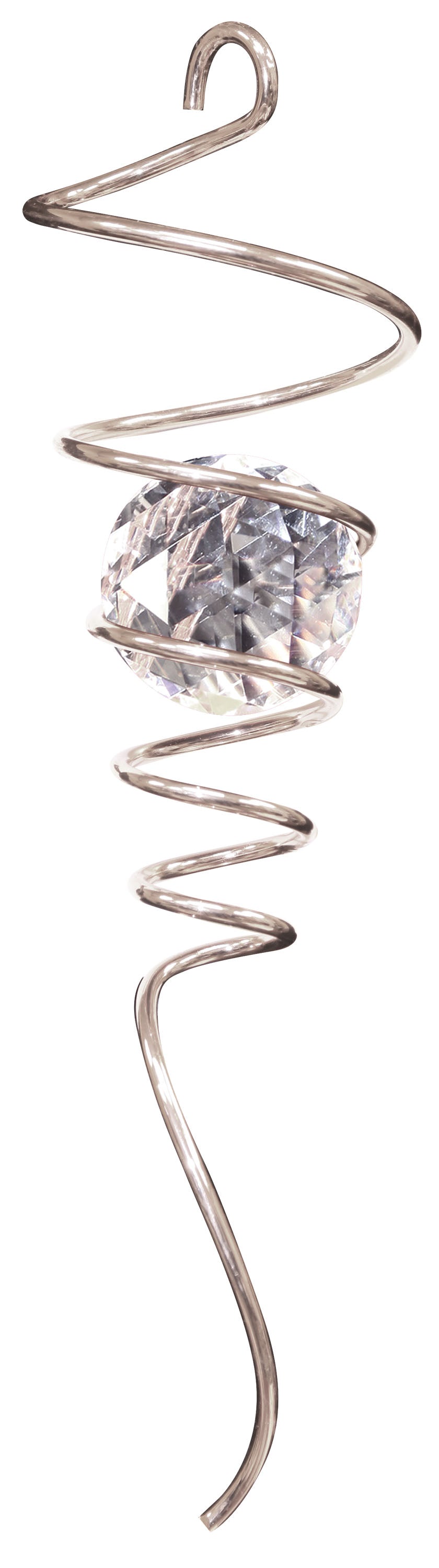 10" SPIRAL TAILS SILVER/CLEAR CRYSTAL LARGE