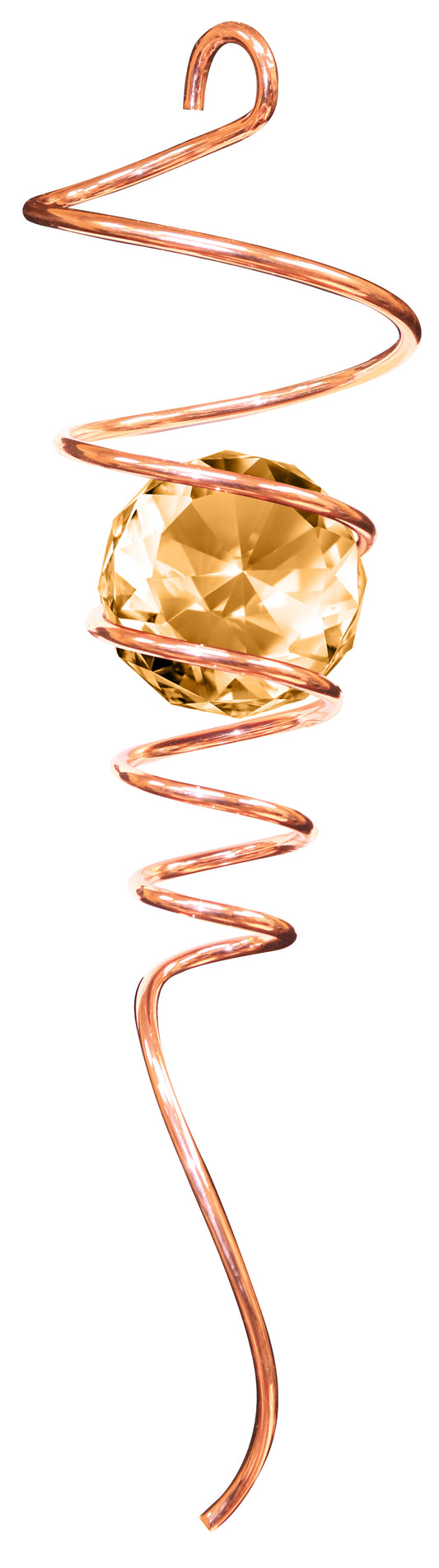 10" SPIRAL TAILS COPPER/AMBER CRYSTAL BALL