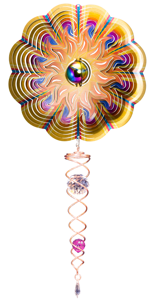 DELUXE SMALL GOLD SUN w/SMALL CRYSTAL TWISTER