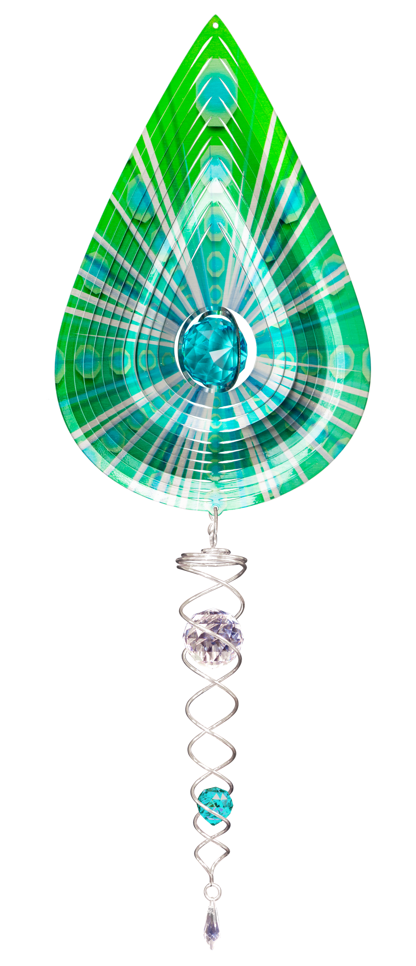 DELUXE SMALL GREEN TEARDROP w/SMALL CRYSTAL TWISTER