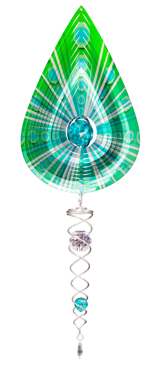 DELUXE SMALL GREEN TEARDROP w/SMALL CRYSTAL TWISTER