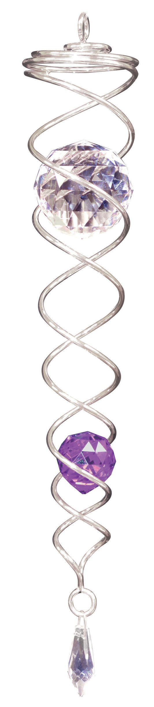 Crystal SILVER Twister Small 7"-with PURPLE ball